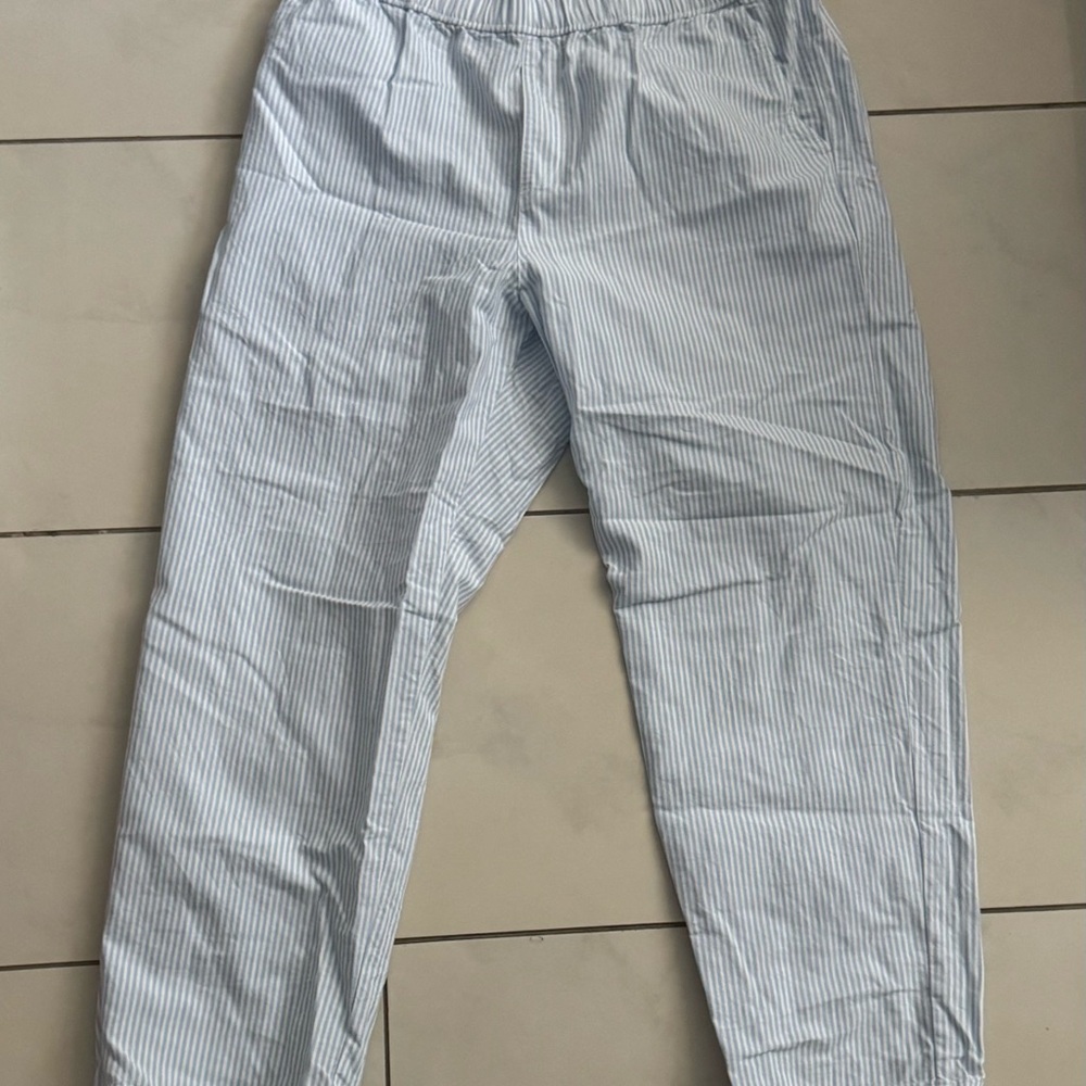 Uniqlo Men's Light Blue Striped Chinos